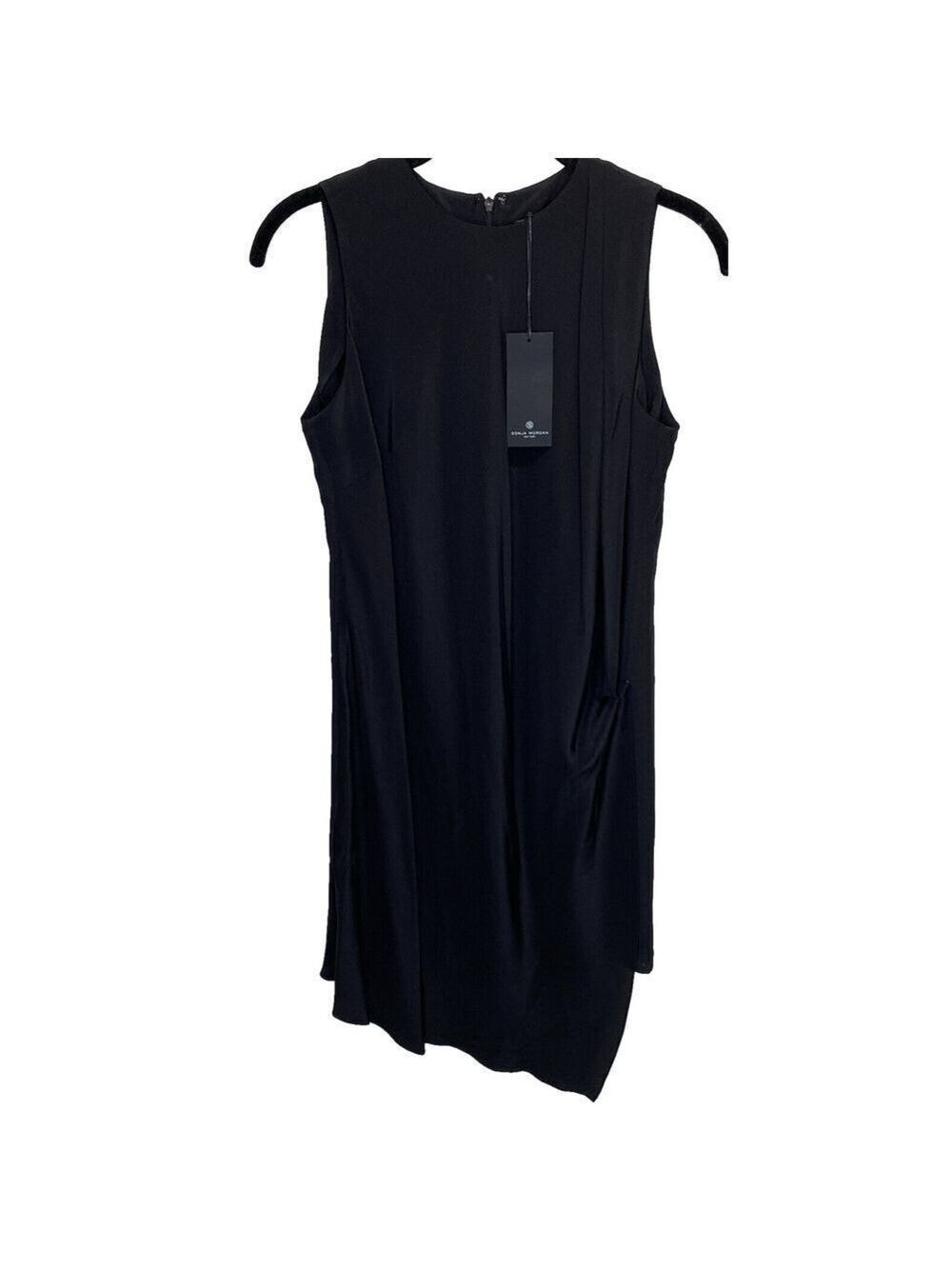 Sonja Morgan NY 100% Silk Sleeveless Little Black Dress XS-S Angled Hem